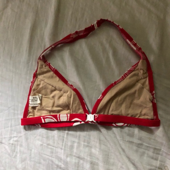 Bikini Top Floral Red and White Hawaii Print - Picture 2 of 2